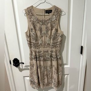 Needle & Thread Beige and Silver Embellished Dress